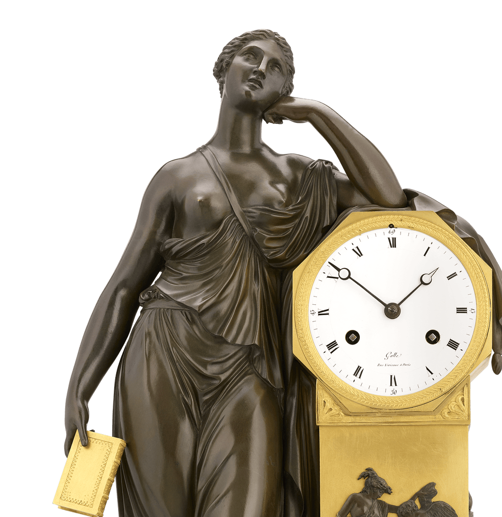 Meditation French Empire Mantel Clock by Claude Galle