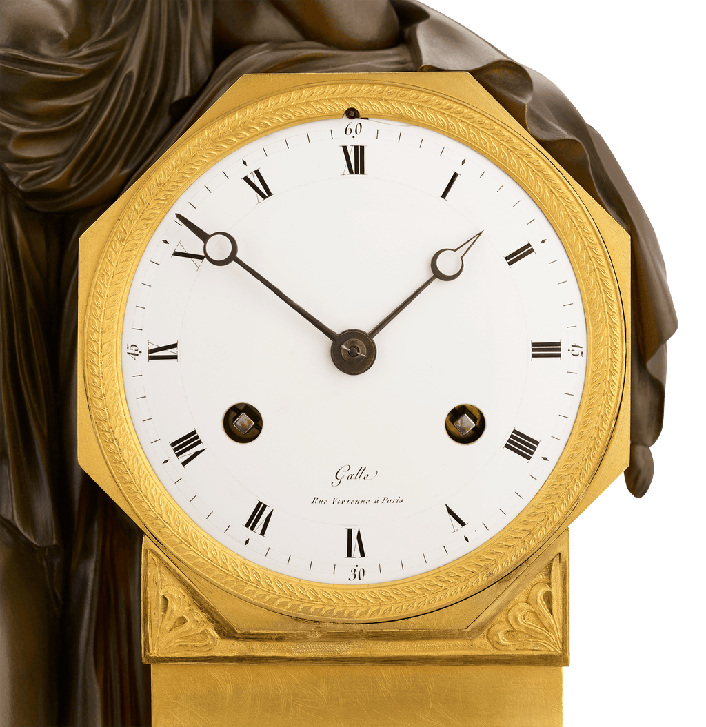 Meditation French Empire Mantel Clock by Claude Galle
