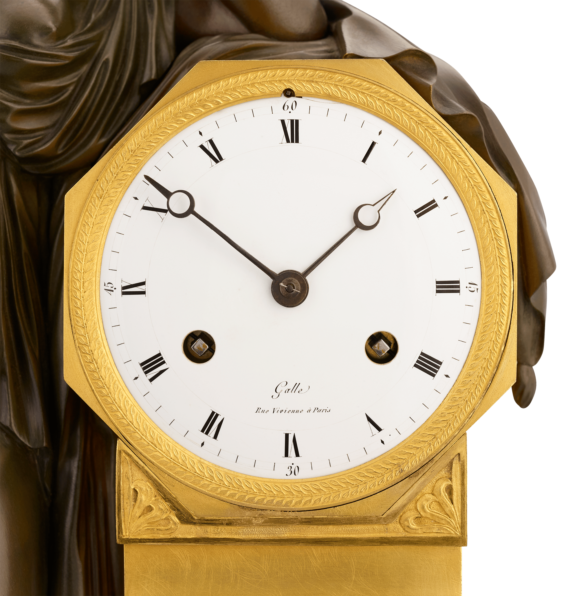 Meditation French Empire Mantel Clock by Claude Galle