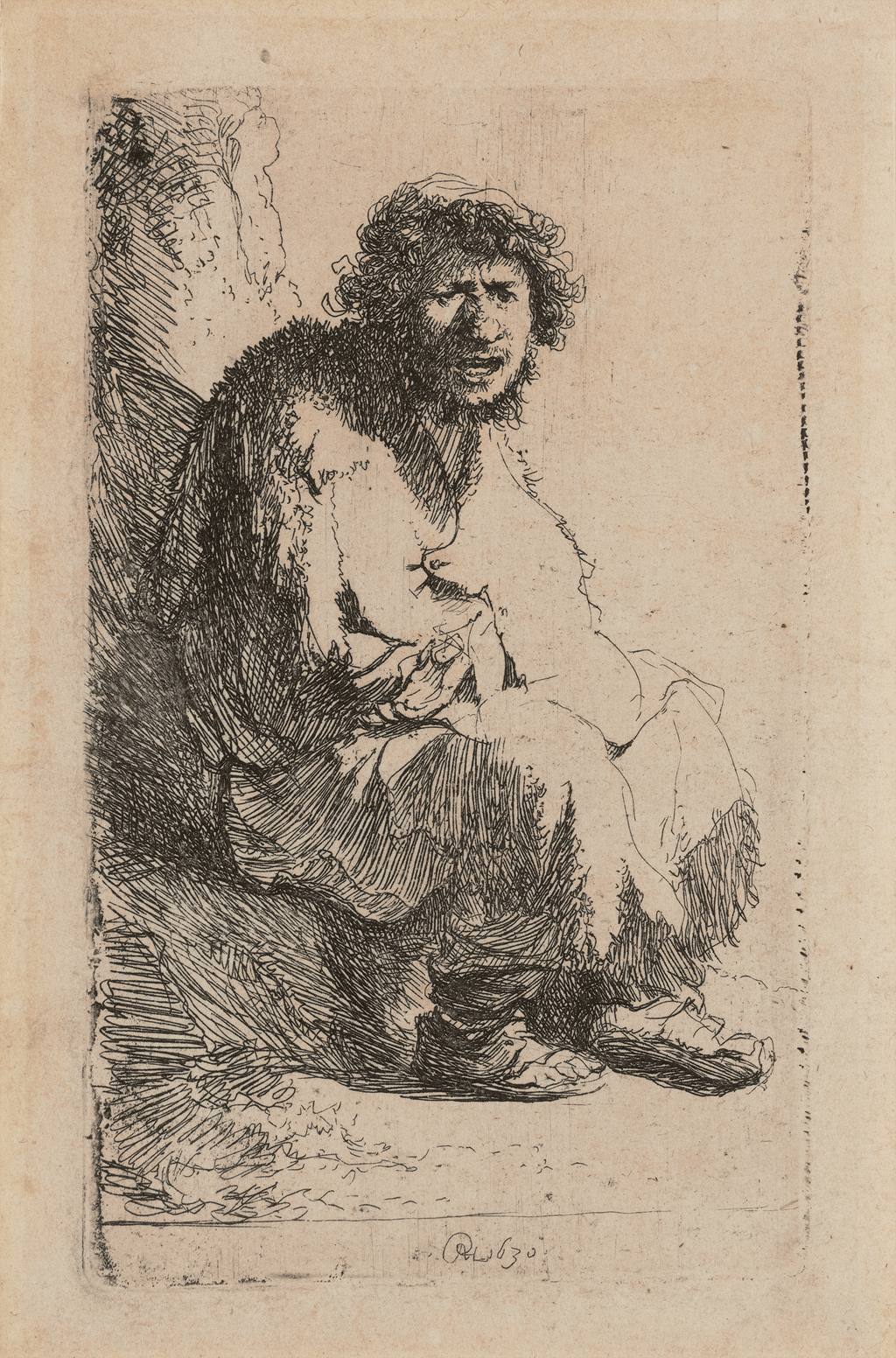 Beggar Seated on a Bank by Rembrandt van Rijn