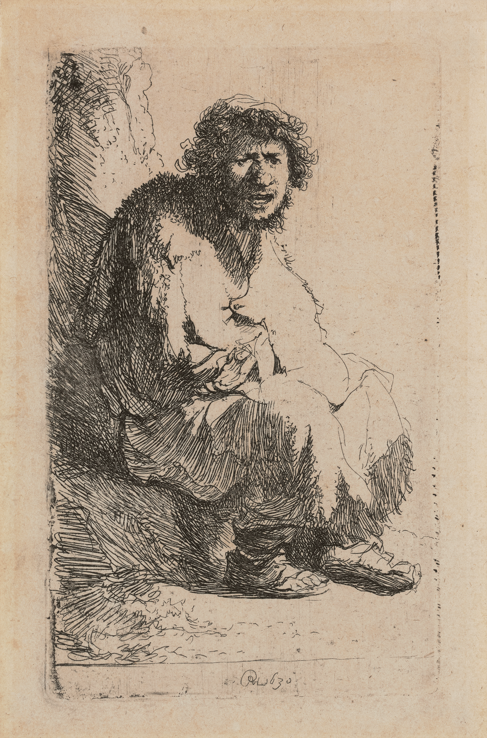 Beggar Seated on a Bank by Rembrandt van Rijn
