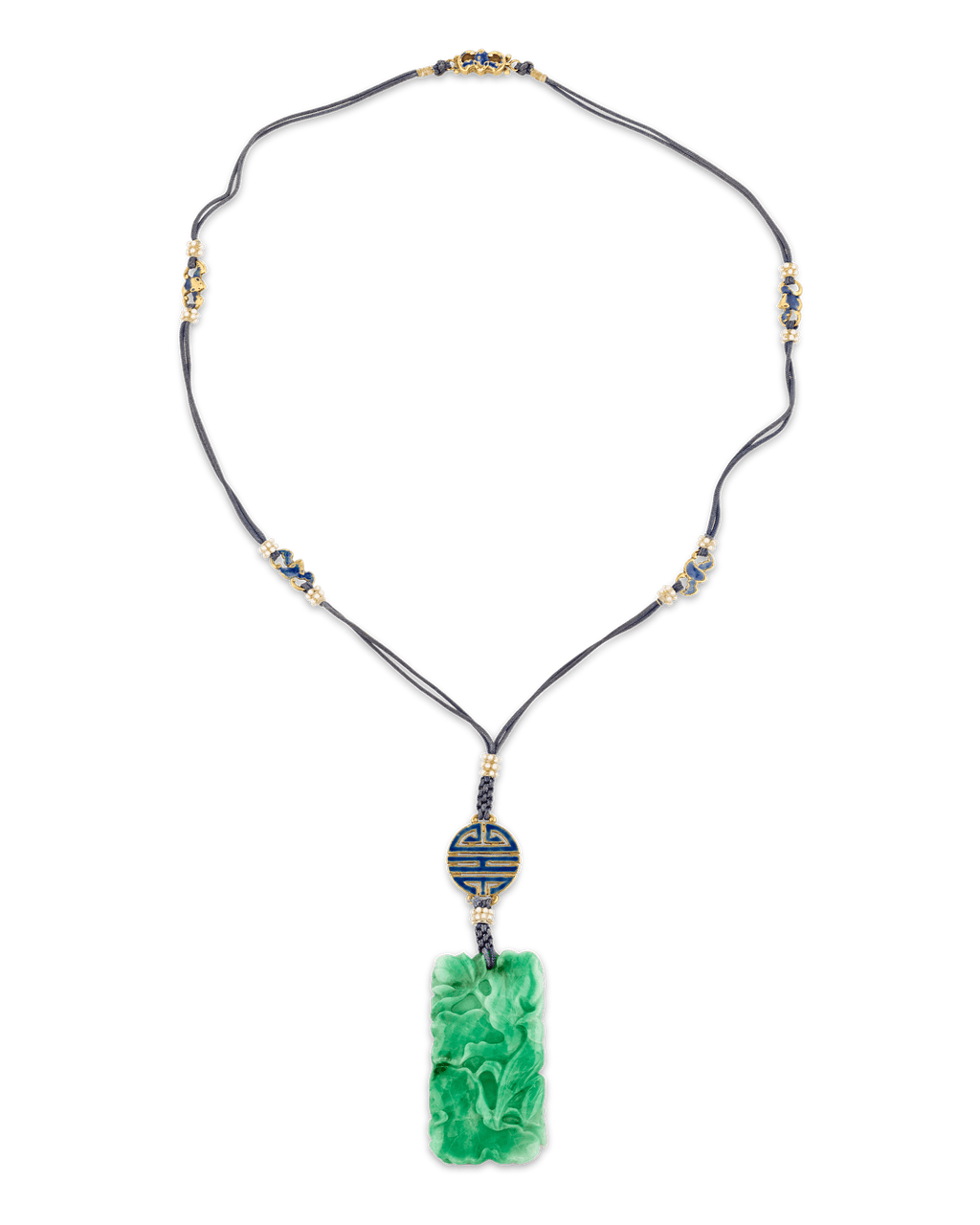 Louis Comfort Tiffany Jadeite and Enamel Pendant Necklace