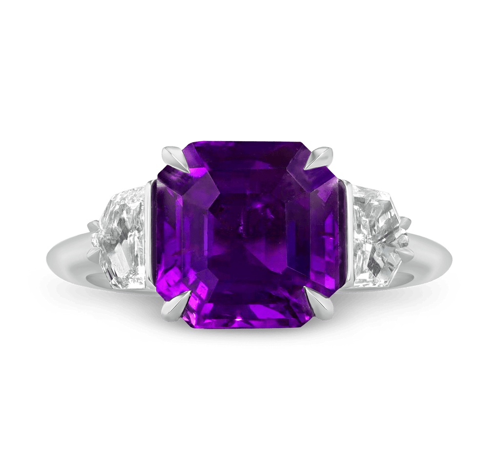 Unheated Pinkish-Purple Sapphire Ring, 5.10 Carats