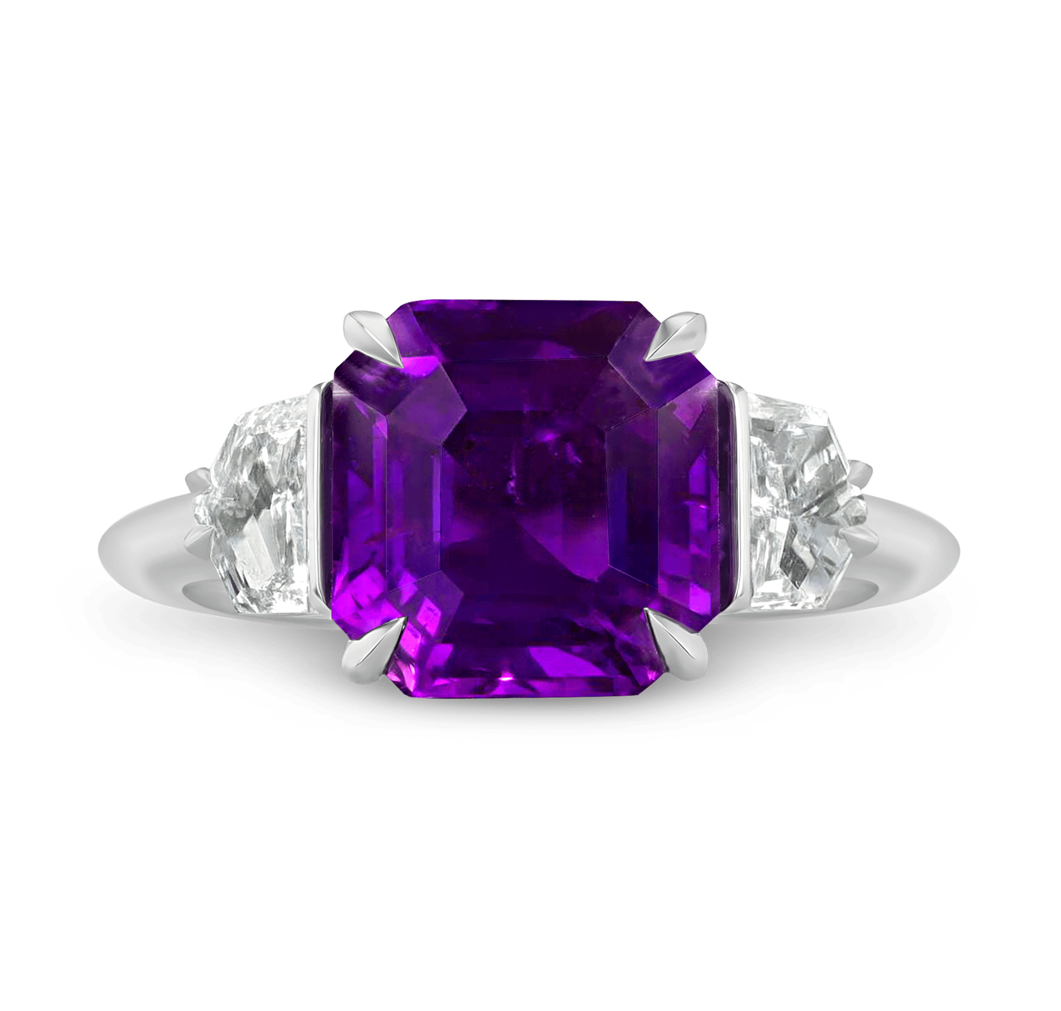 Unheated Pinkish-Purple Sapphire Ring, 5.10 Carats