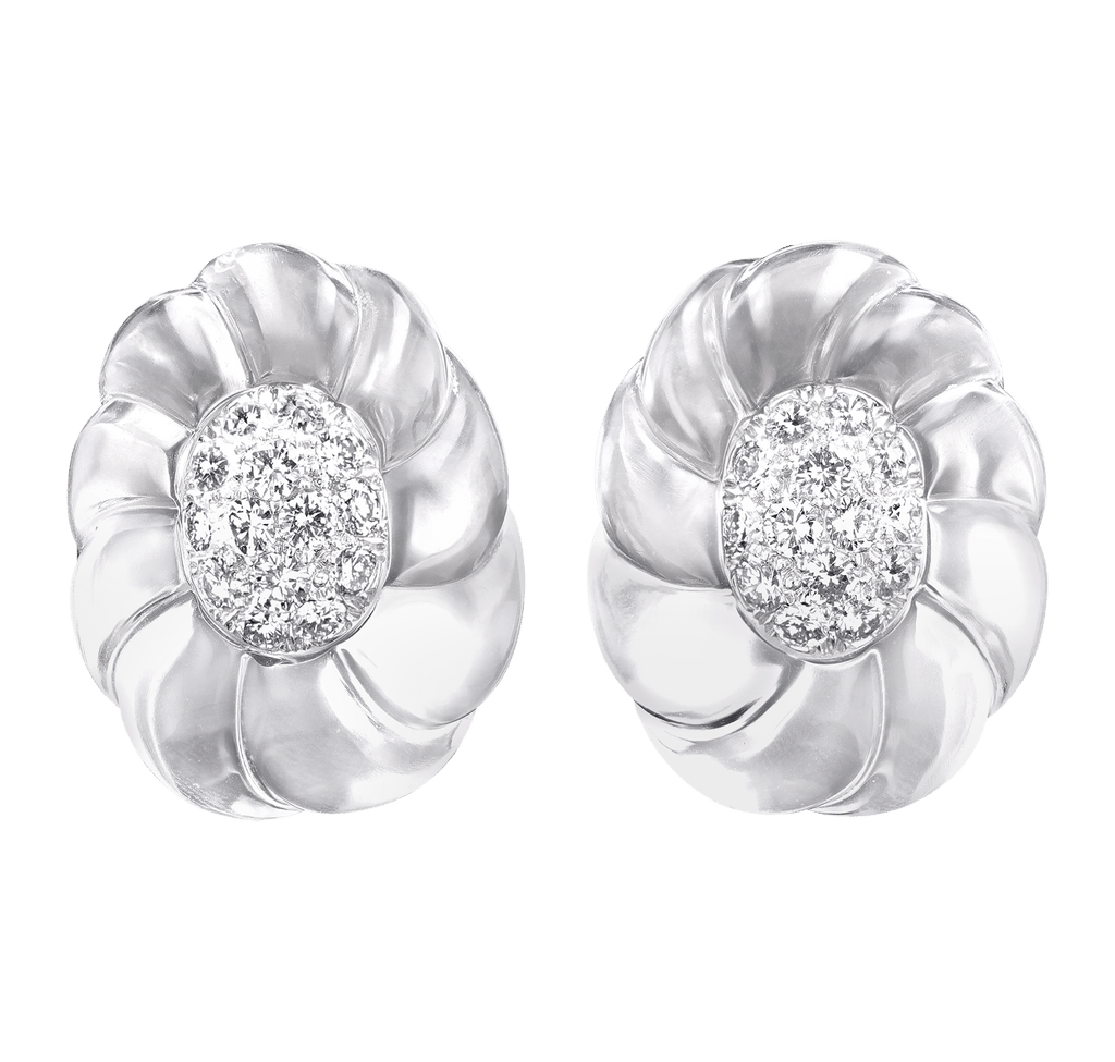 David Webb Crystal and Diamond Earrings, 1.95 Carats