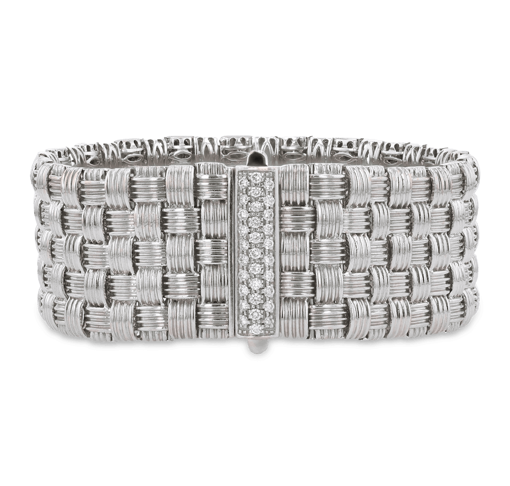 Roberto Coin White Gold and Diamond Mesh Bracelet