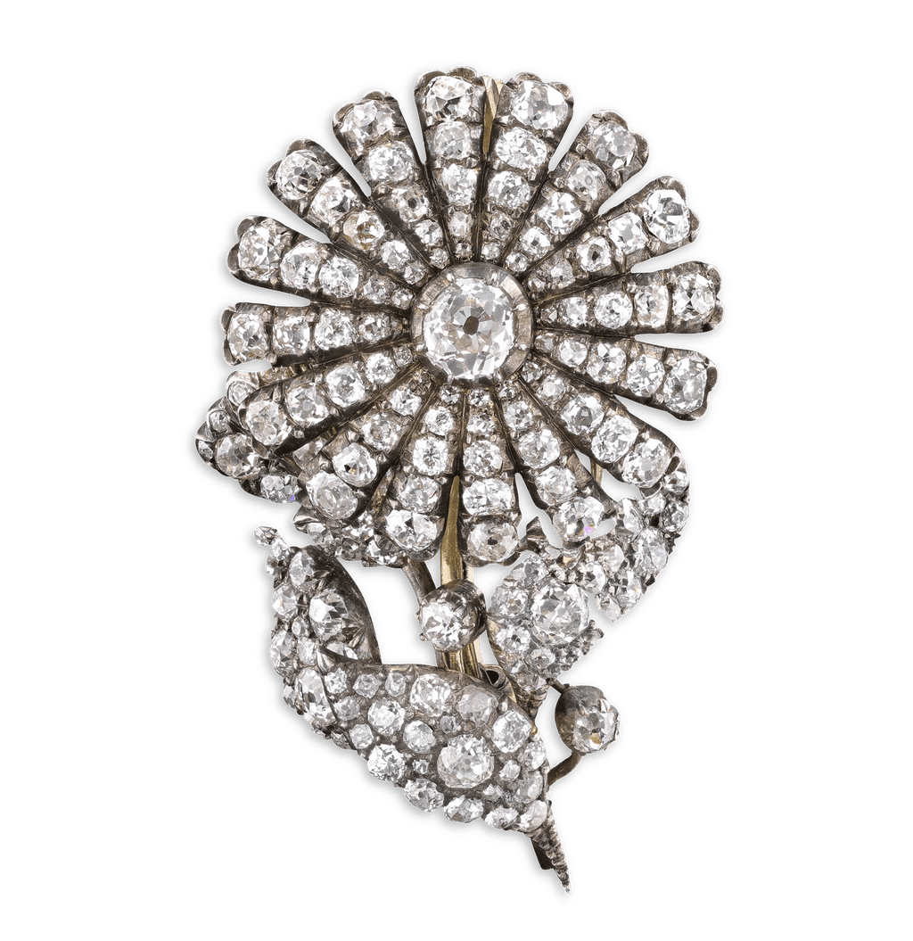 Victorian Diamond Flower Brooch, 8.00 Carats