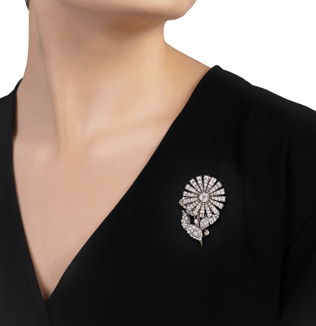 Victorian Diamond Flower Brooch, 8.00 Carats