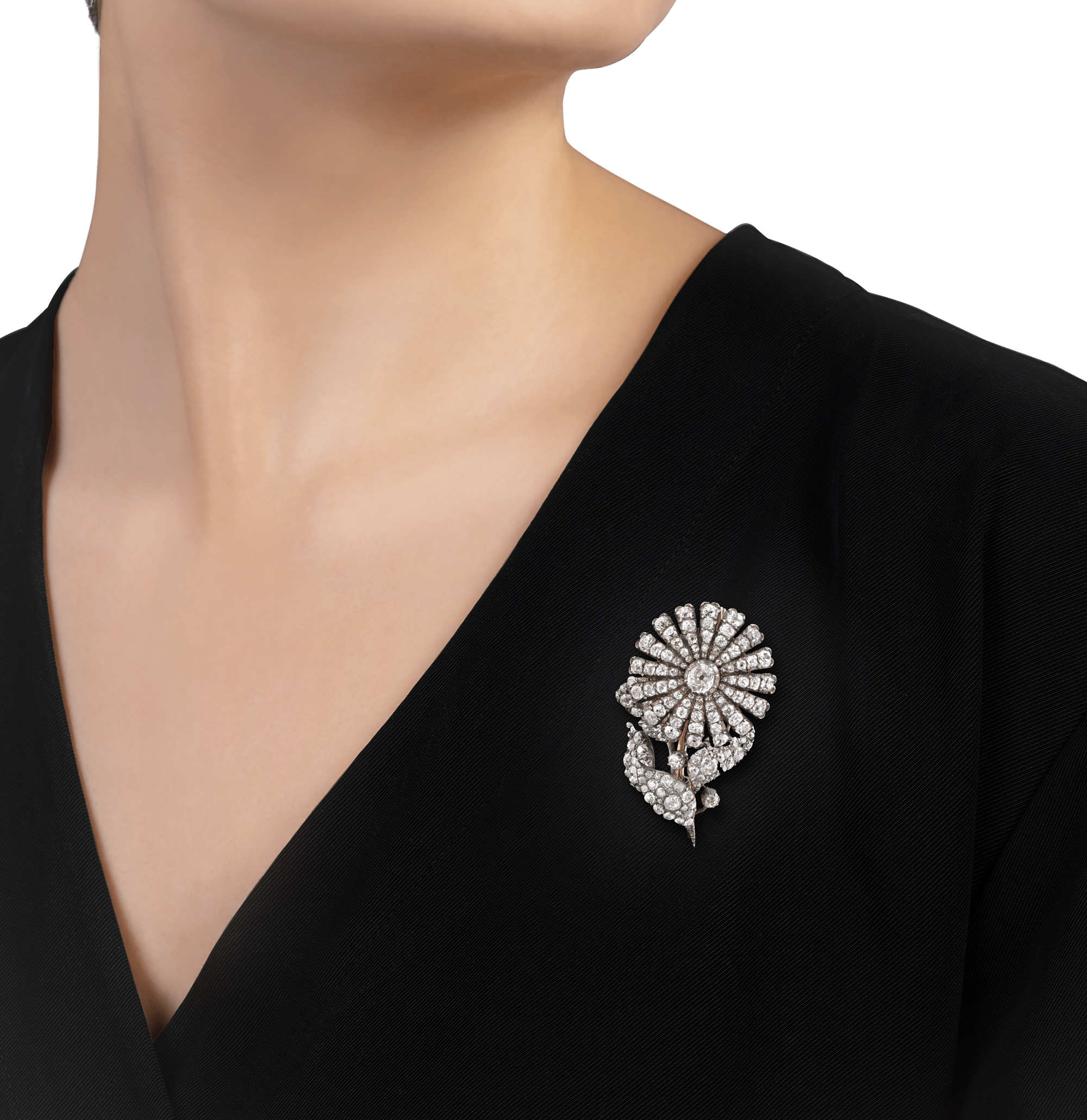 Victorian Diamond Flower Brooch, 8.00 Carats