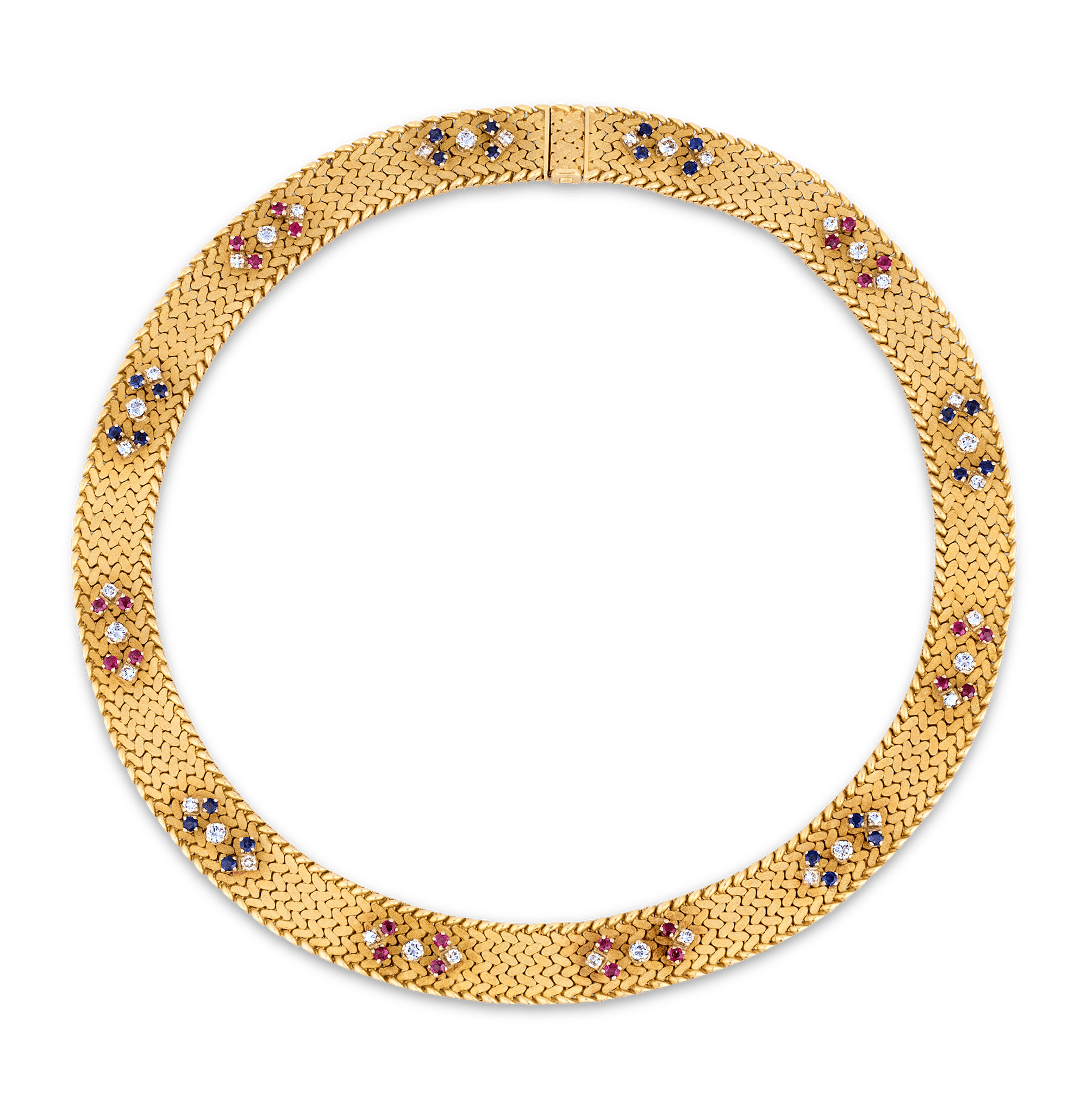 Italian Sapphire, Ruby and Diamond Necklace