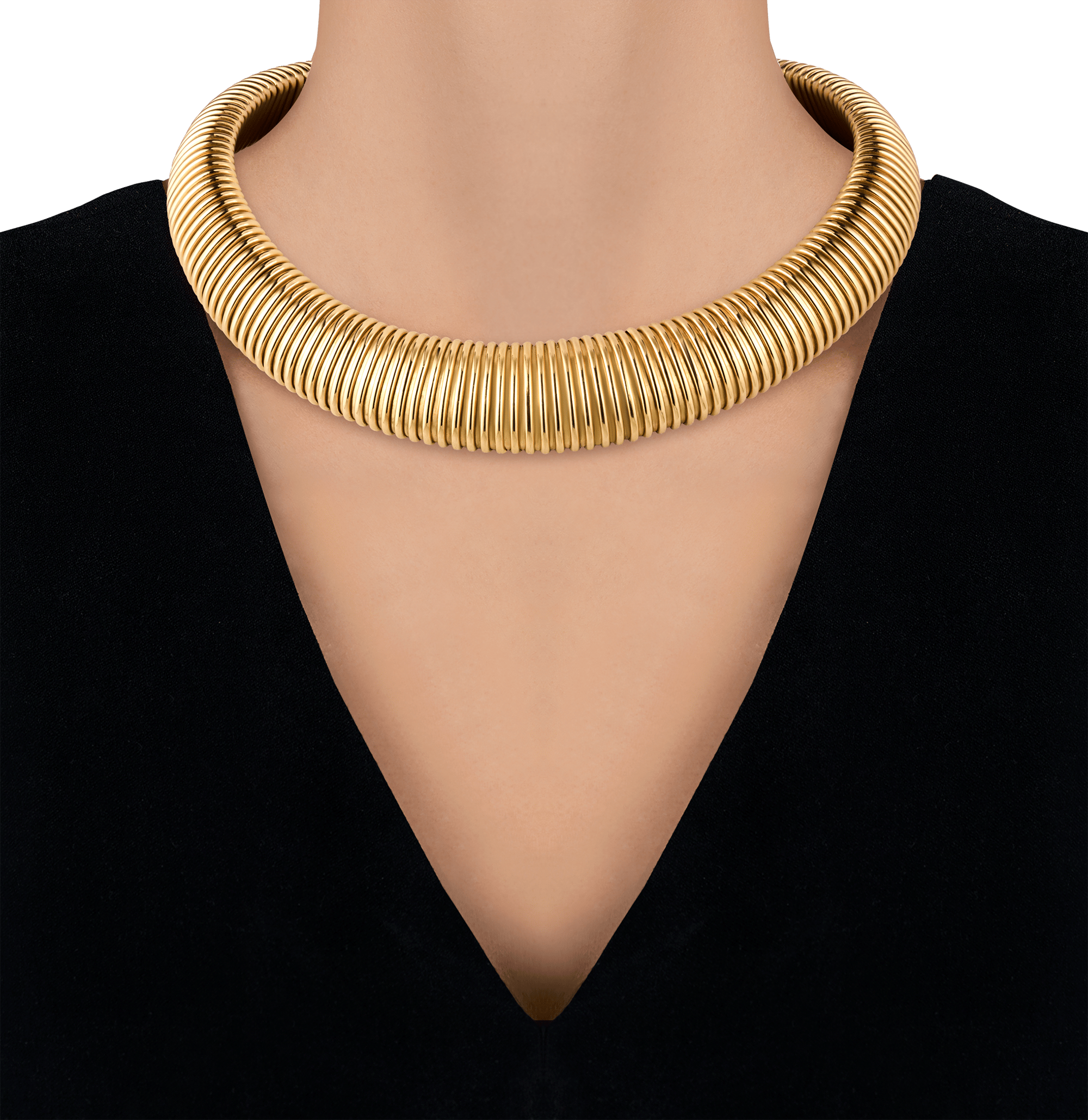 Italian 18K Yellow Gold Tubogas Necklace
