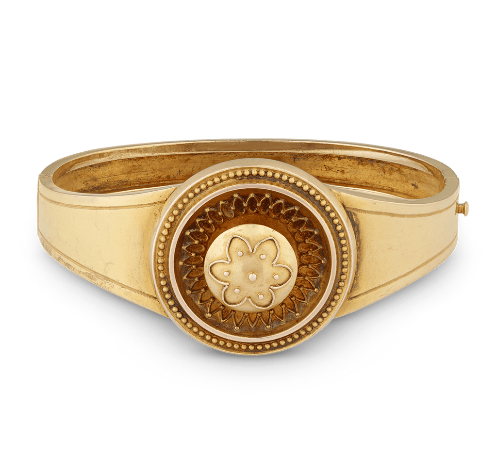 Victorian Etruscan Revival Gold Bangle