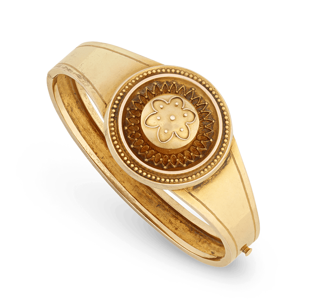 Victorian Etruscan Revival Gold Bangle