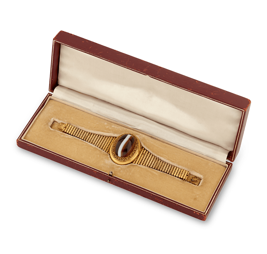 Victorian Banded Agate Locket Bracelet