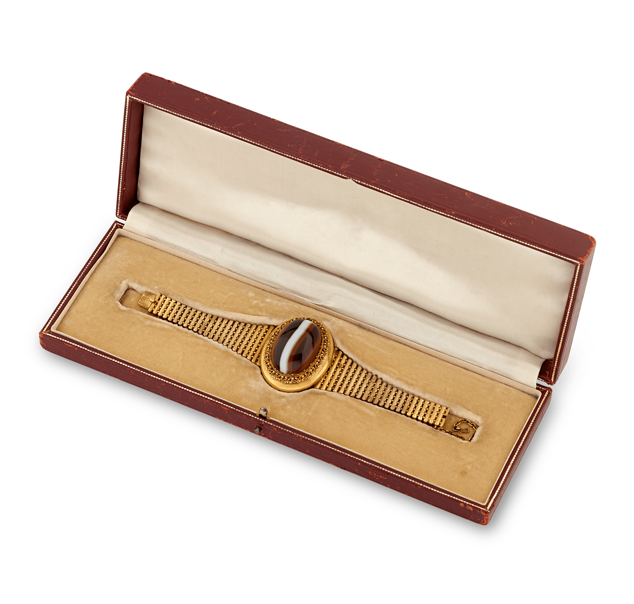 Victorian Banded Agate Locket Bracelet