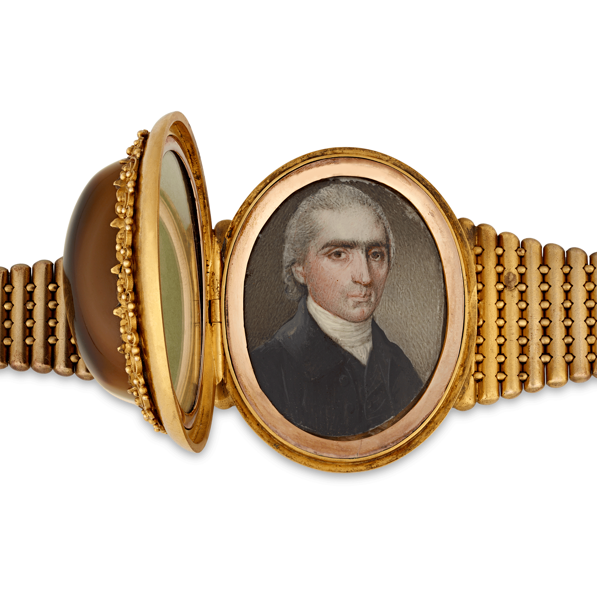 Victorian Banded Agate Locket Bracelet