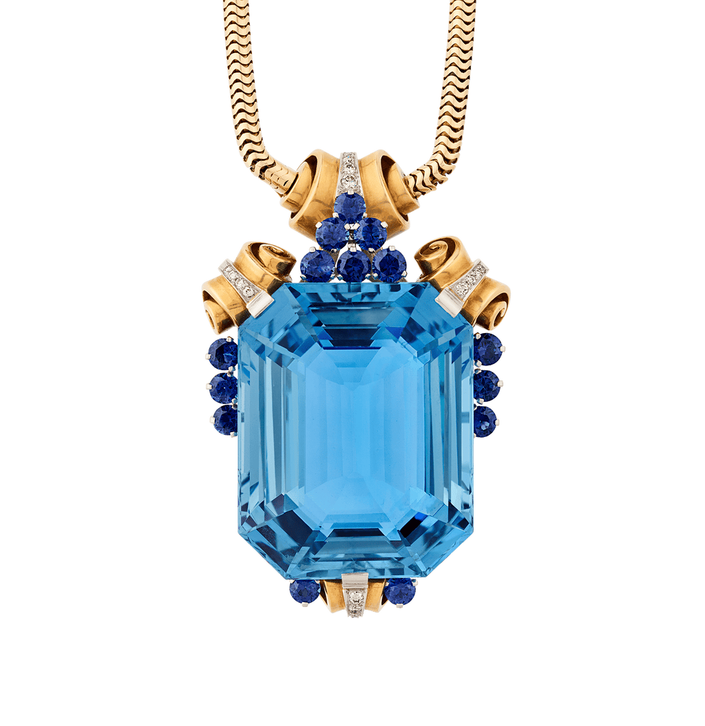 Tiffany & Co. Retro Aquamarine Pendant, 201.08 Carats