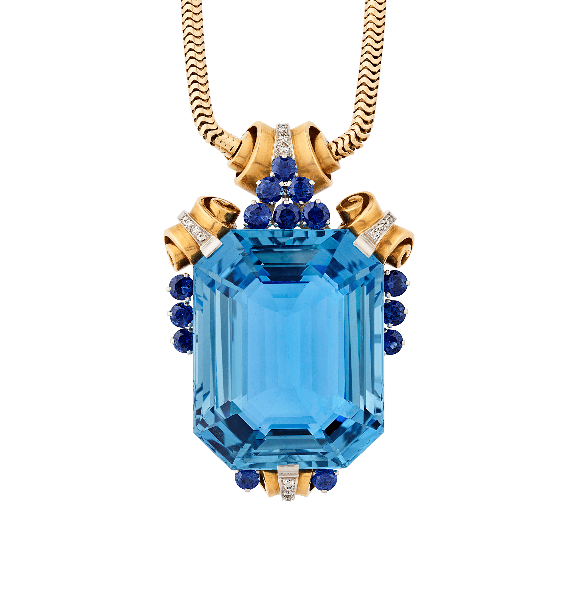 Tiffany & Co. Retro Aquamarine Pendant, 201.08 Carats