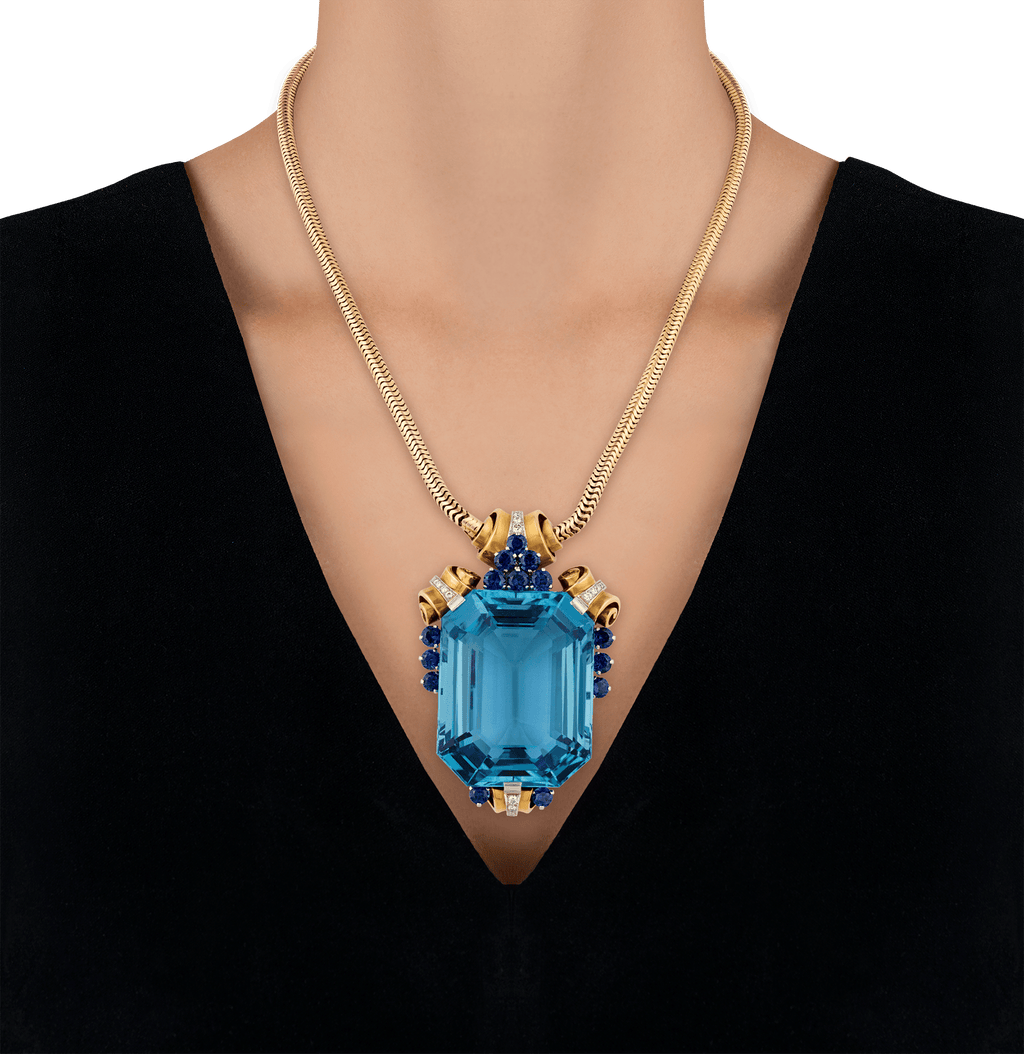 Tiffany & Co. Retro Aquamarine Pendant, 201.08 Carats