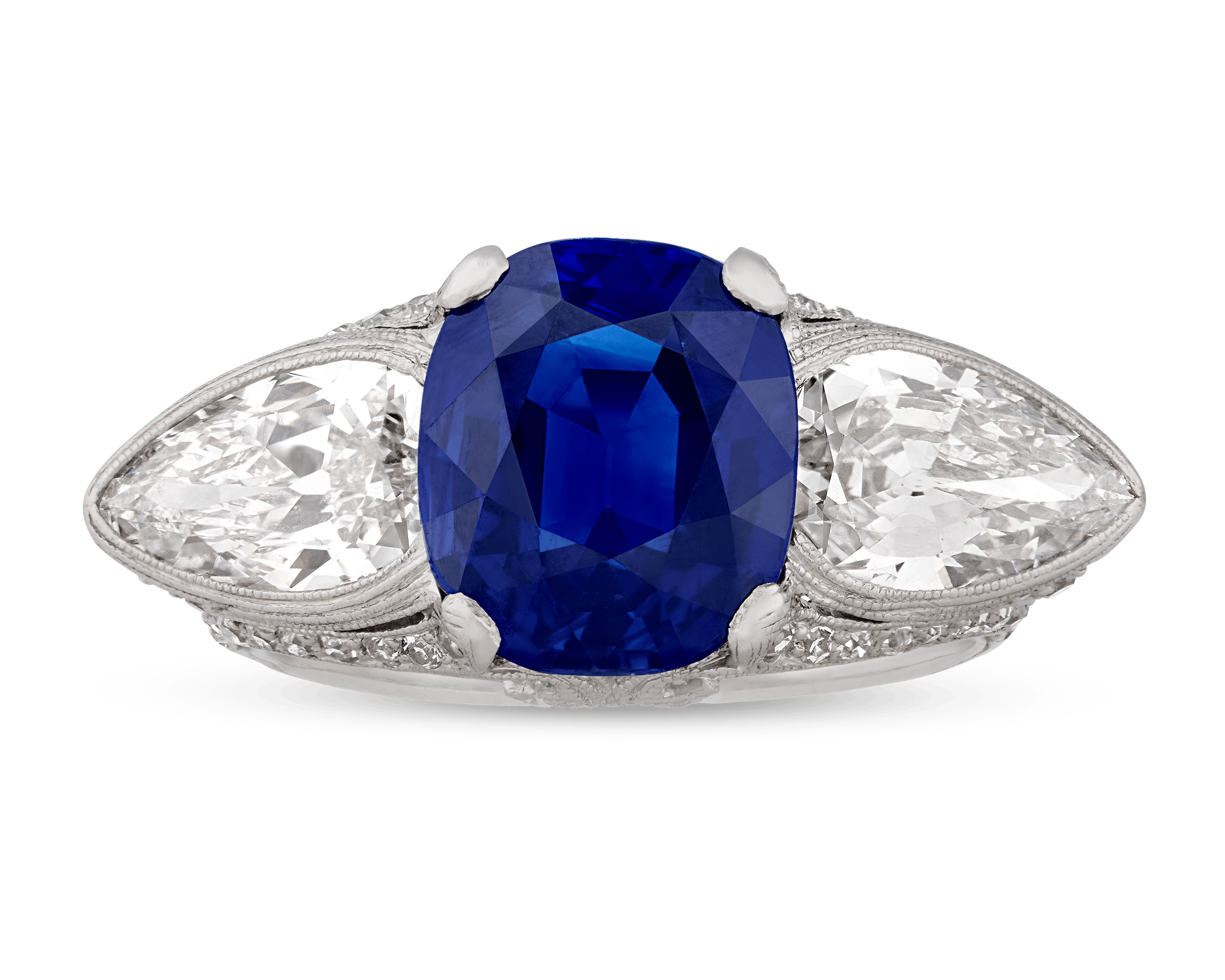 Art Deco Untreated Sapphire Ring, 5.10 Carats