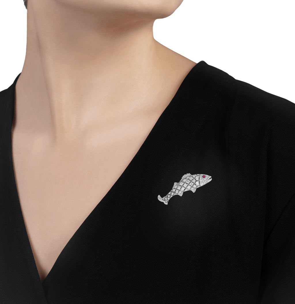 Tiffany & Co. Diamond Fish Brooch, 1.30 Carats