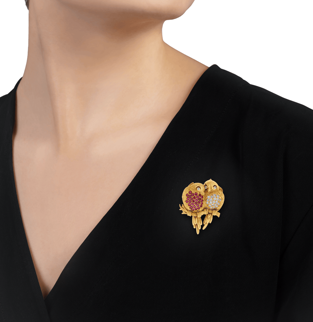 Tiffany & Co. Ruby and Diamond Lovebirds Brooch