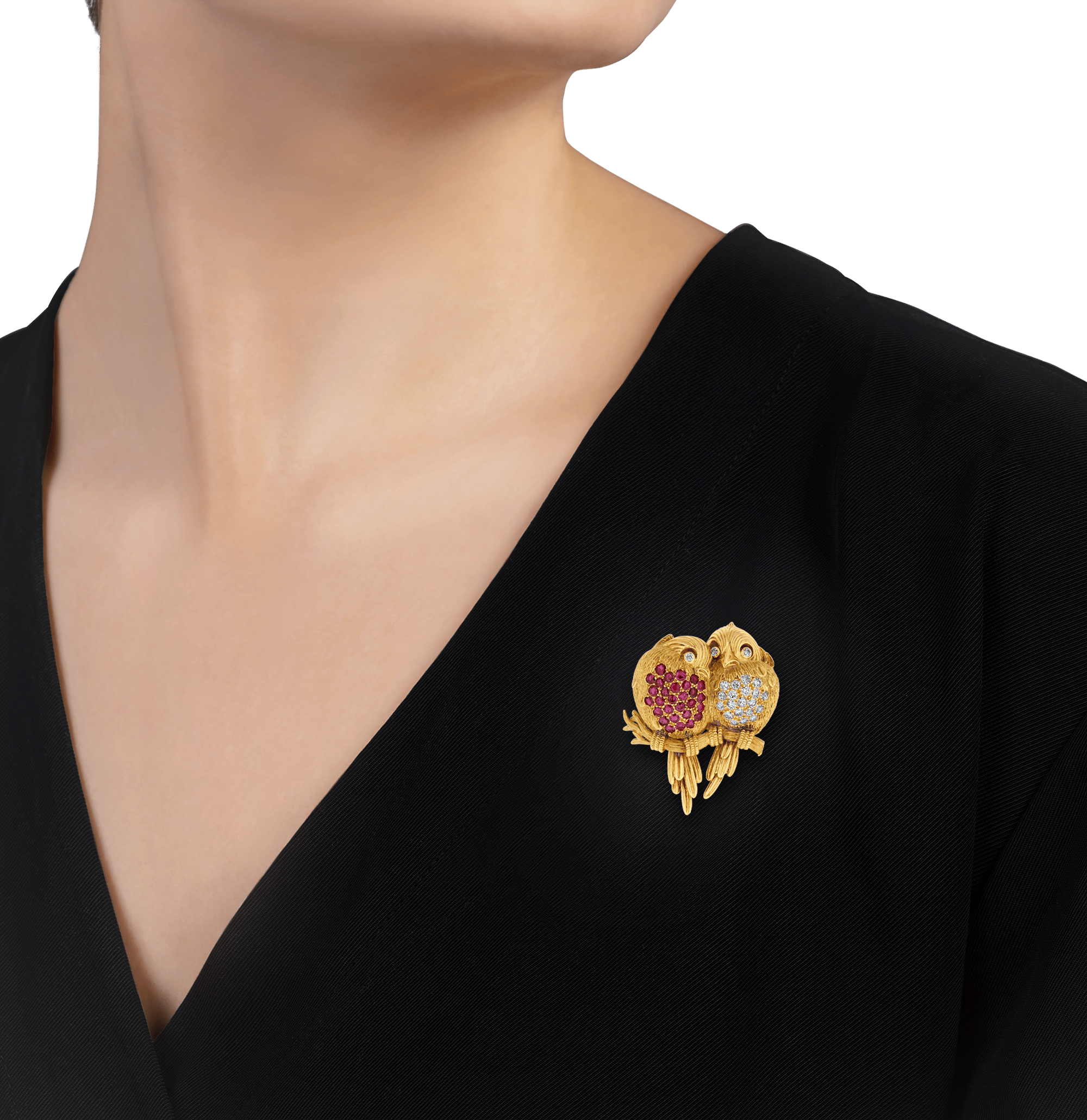 Tiffany & Co. Ruby and Diamond Lovebirds Brooch