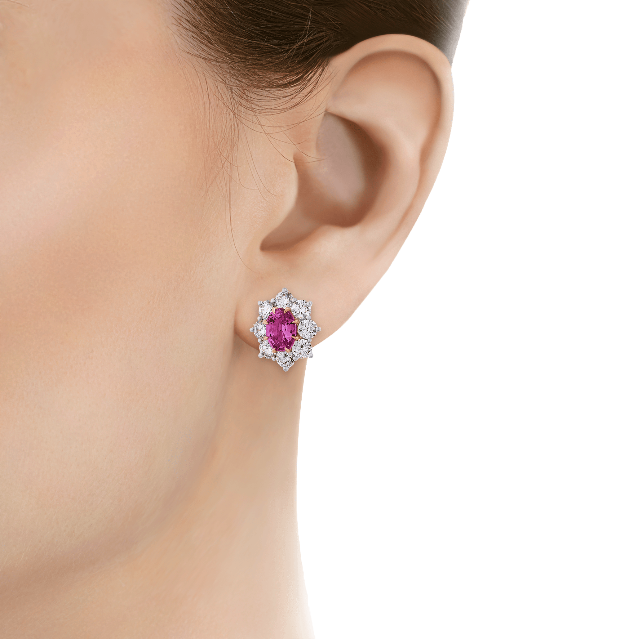 Unheated Pink Sapphire Earrings, 4.24 Carats