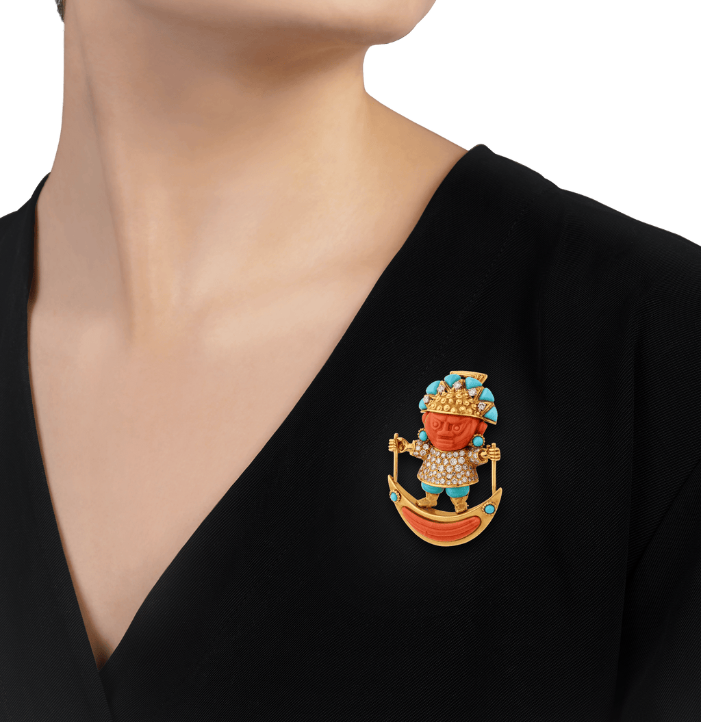 Tiffany & Co. Coral and Turquoise Peruvian Brooch by Donald Claflin