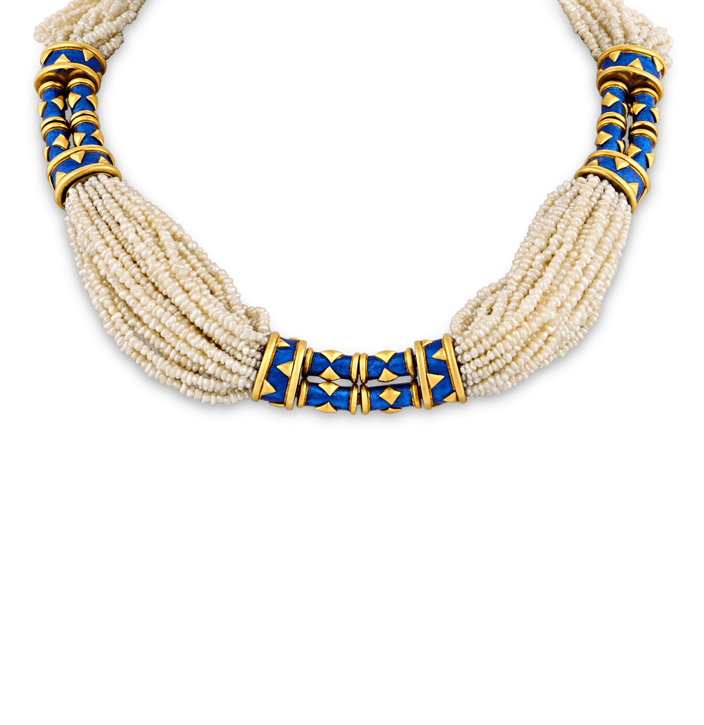 Tiffany & Co. Seed Pearl and Enamel Necklace by Jean Schlumberger