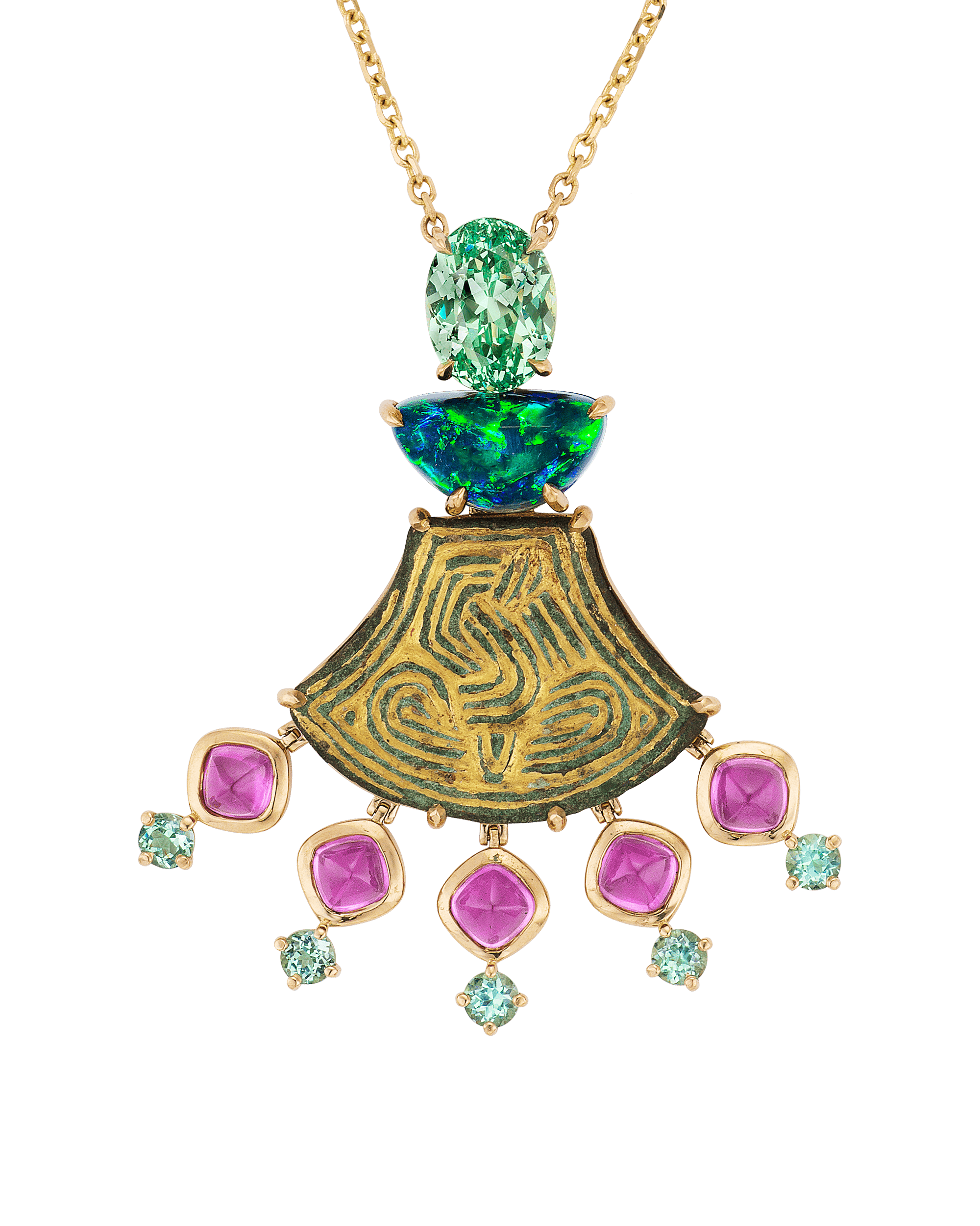 Rebecca Rau Green Flame Necklace