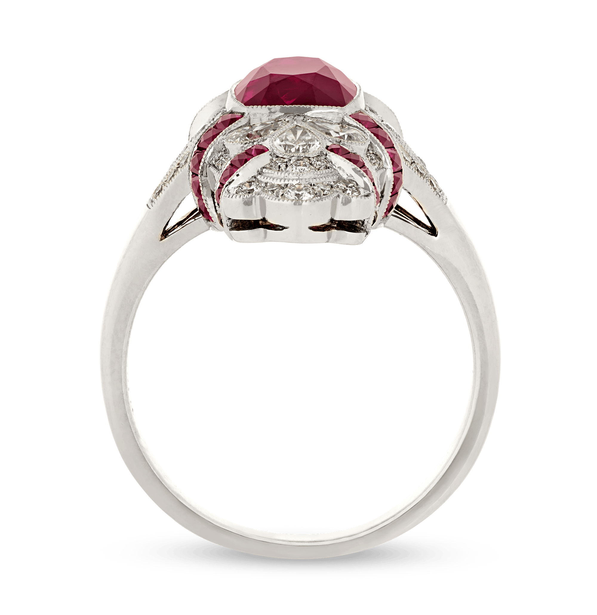 Art Deco-Style Untreated Burma Ruby Ring, 2.71 Carats
