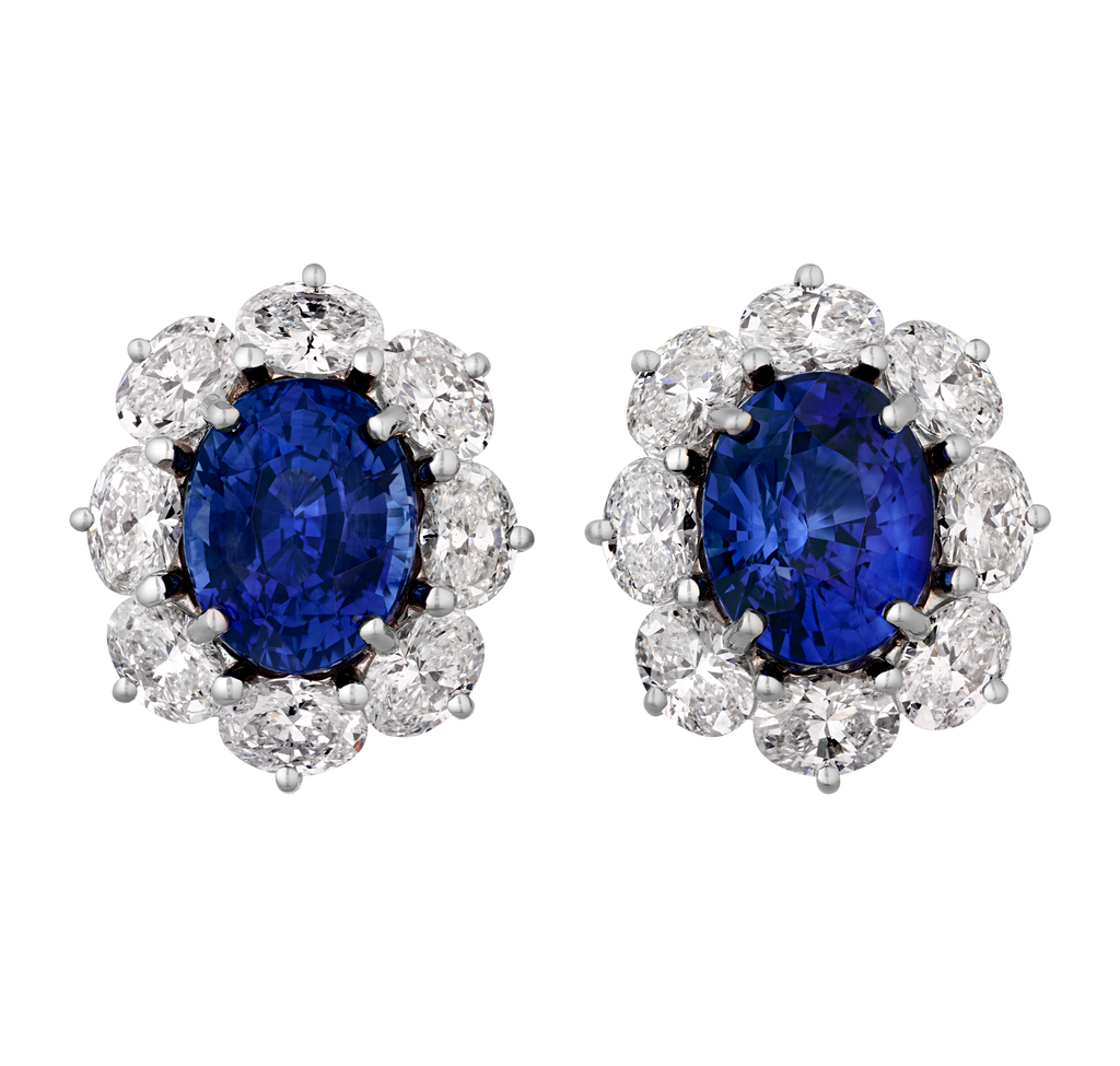 Oscar Heyman Ceylon Sapphire Earrings, 8.05 Carats