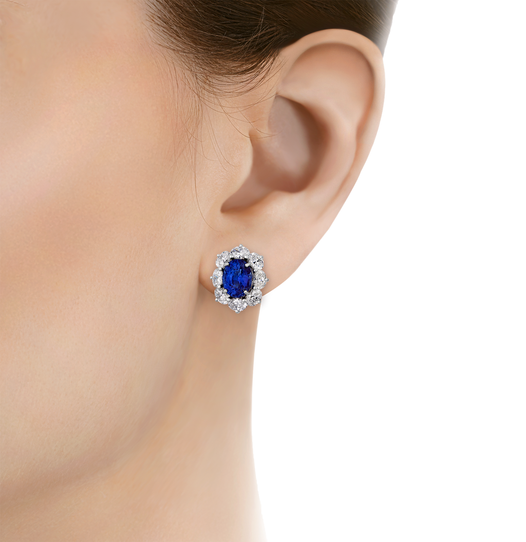 Oscar Heyman Ceylon Sapphire Earrings, 8.05 Carats