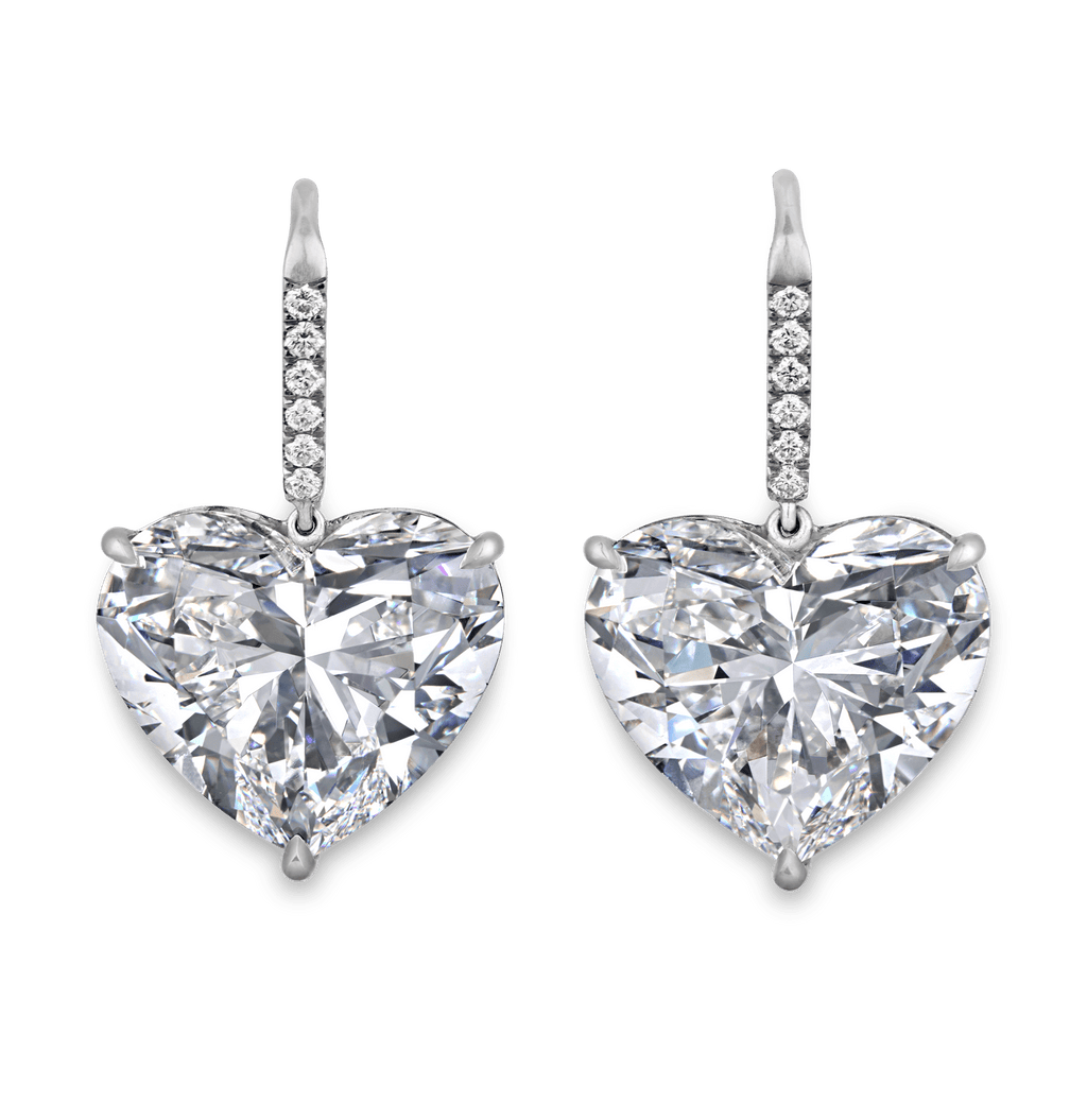 Heart-Shaped Golconda Diamond Earrings, 22.23 Carats