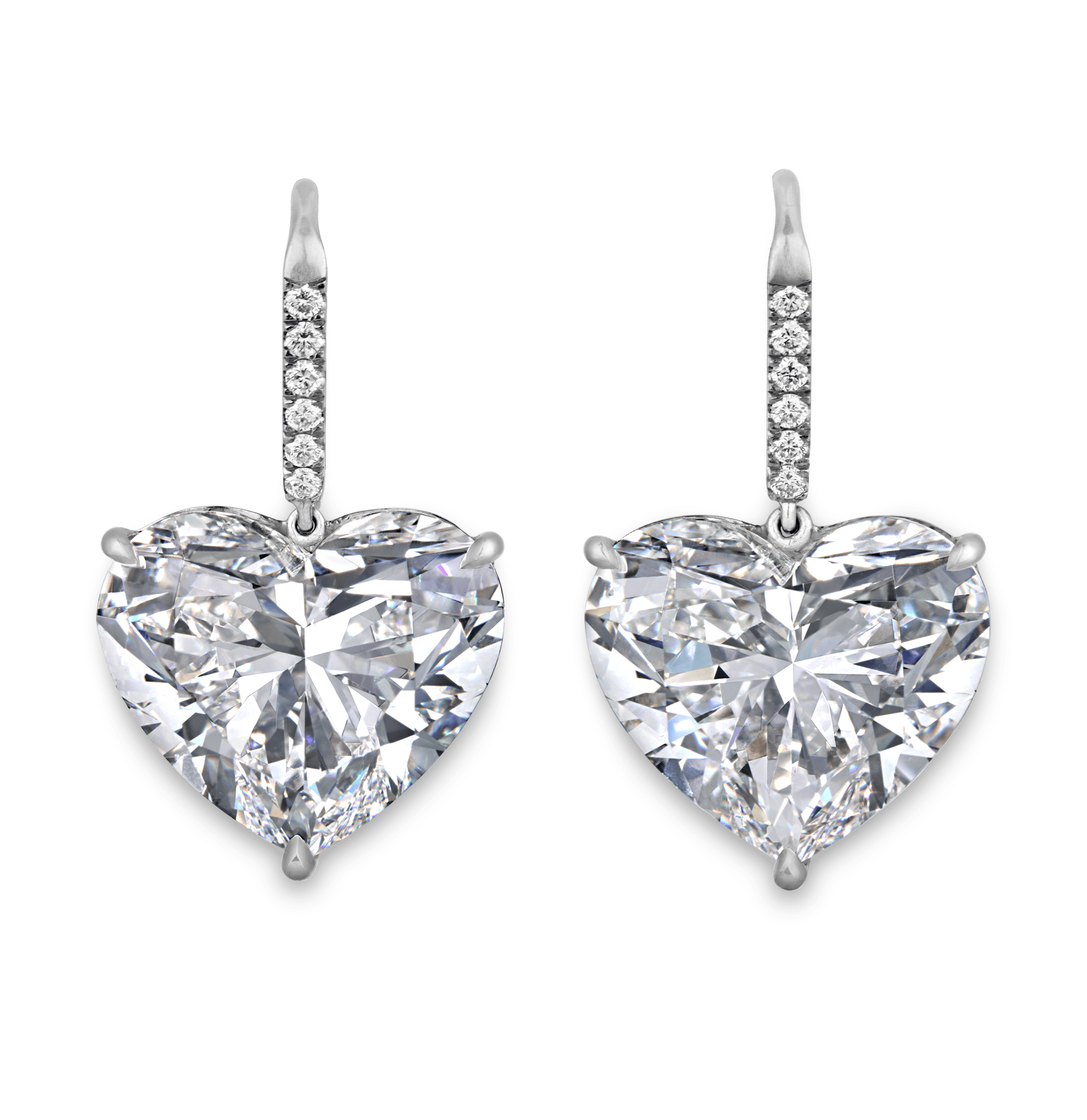 Heart-Shaped Golconda Diamond Earrings, 22.23 Carats