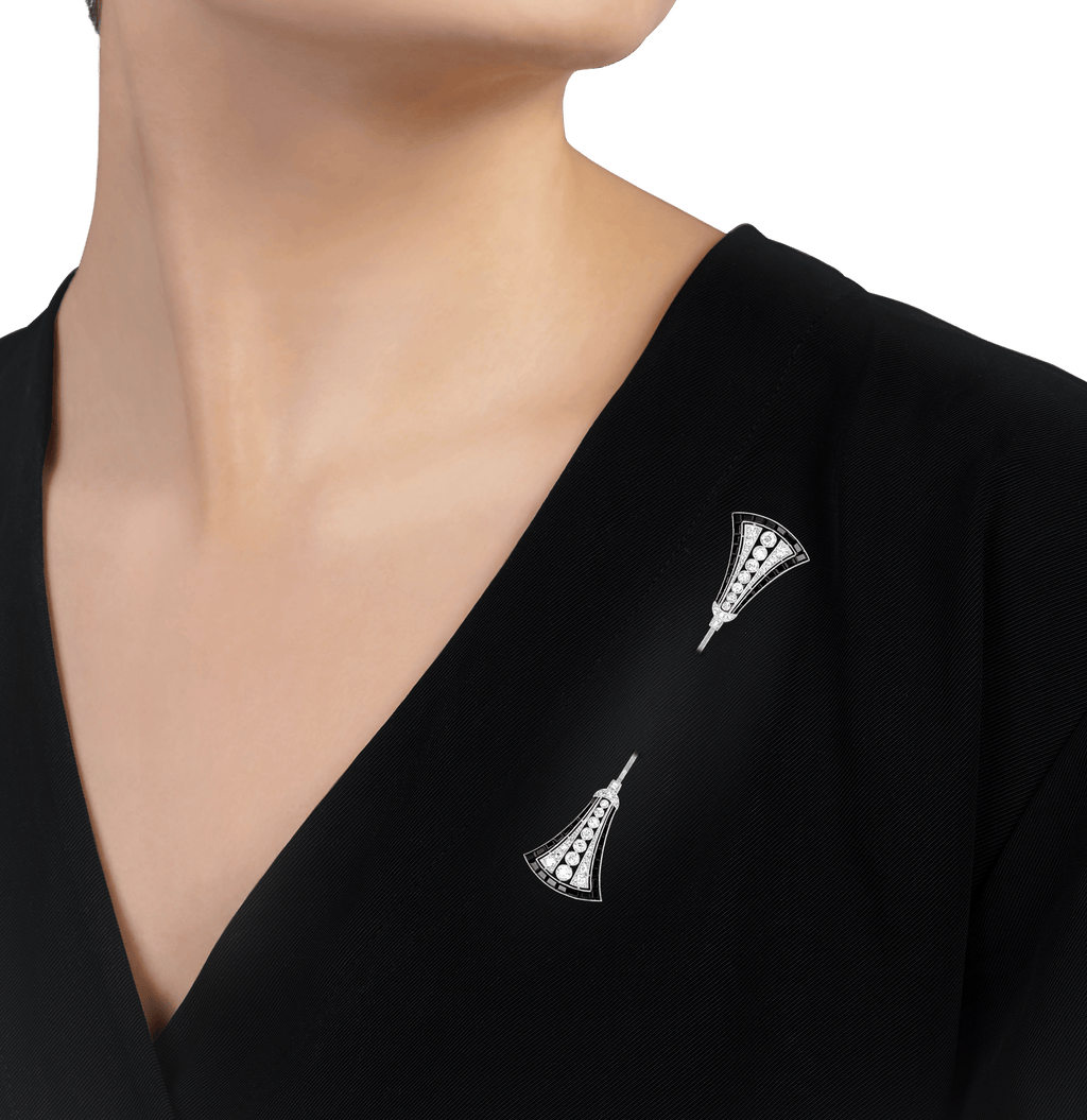 Art Deco Diamond and Onyx Jabot Pin