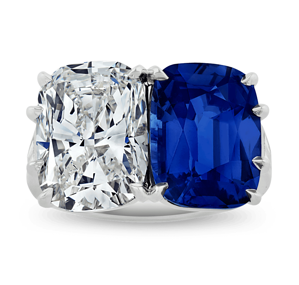 Untreated Burma Sapphire and Diamond Ring