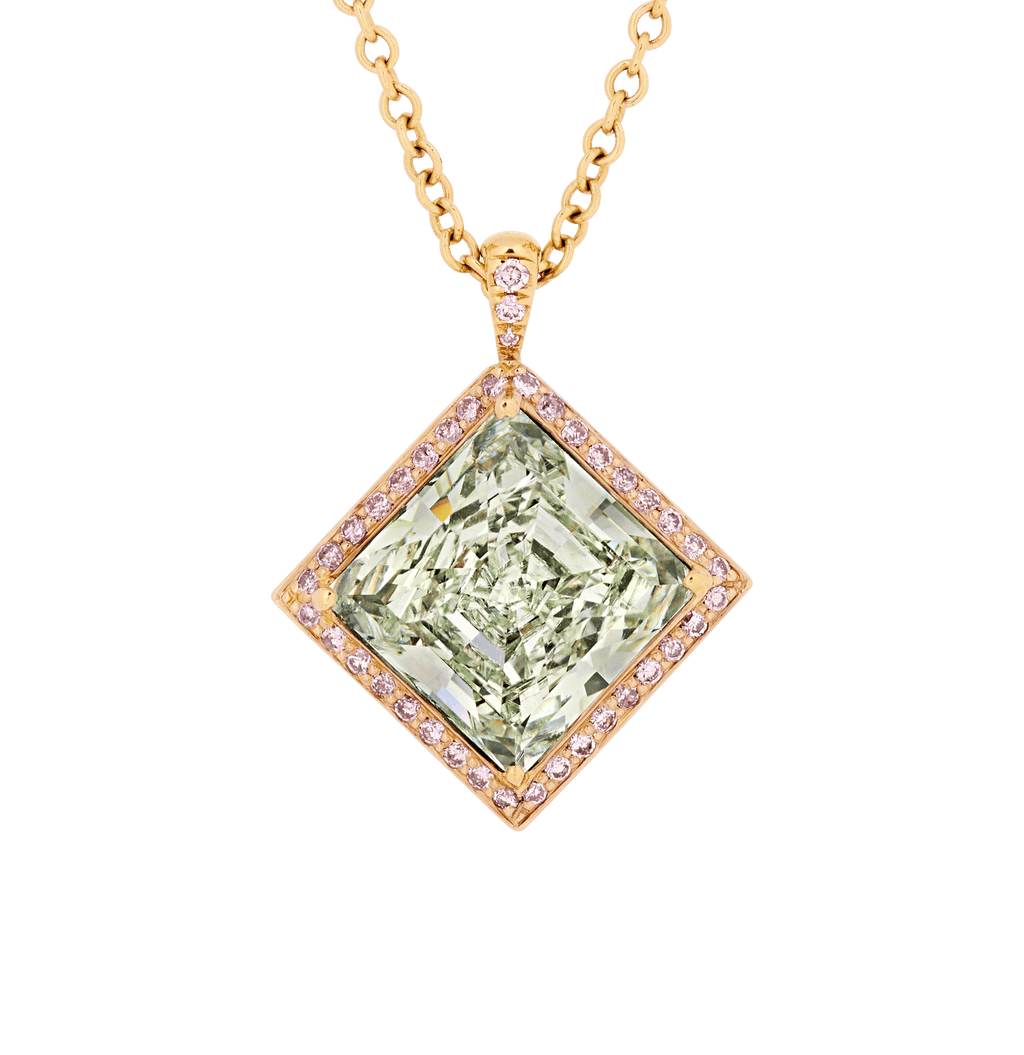 Fancy Light Yellowish Green Diamond Pendant, 5.11 Carats