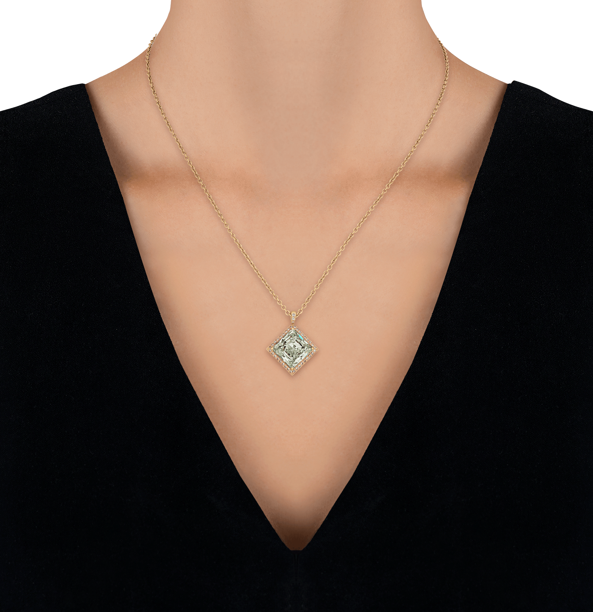 Fancy Light Yellowish Green Diamond Pendant, 5.11 Carats