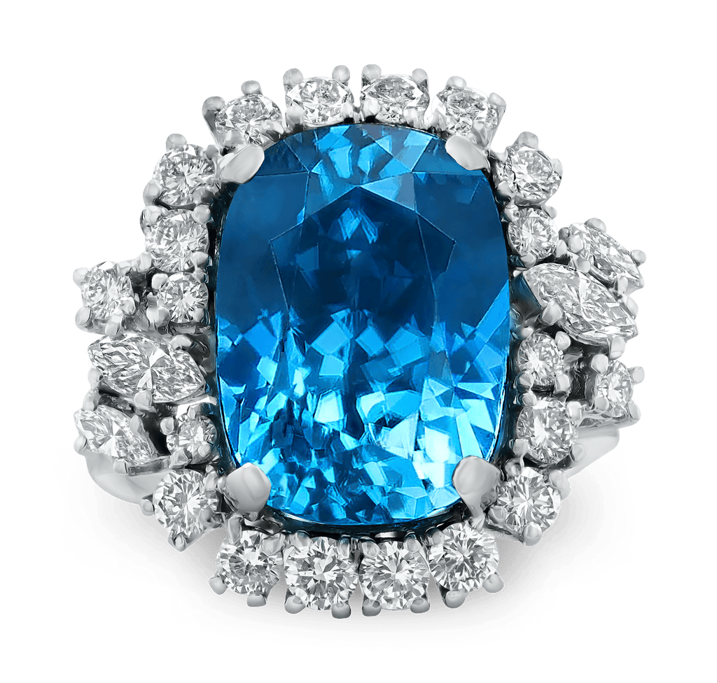 Blue Zircon Ring, 19.54 Carats