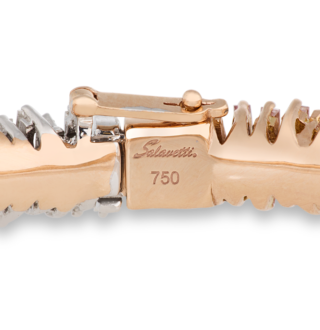 Salavetti Pink and White Diamond Bracelet, 7.19 Carats