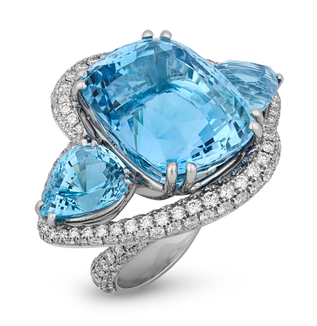 Salavetti Unheated Aquamarine Ring, 33.83 Carats