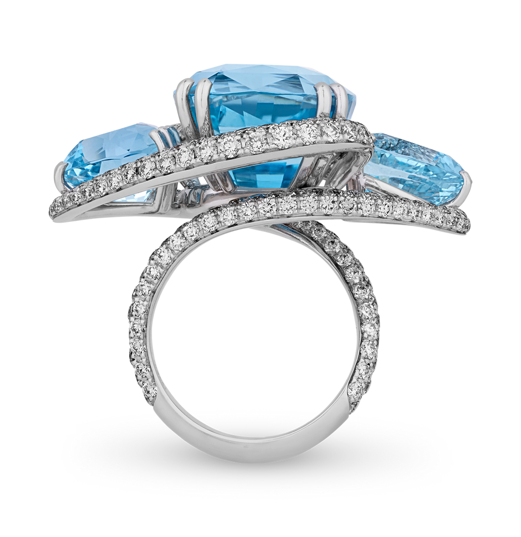 Salavetti Unheated Aquamarine Ring, 33.83 Carats