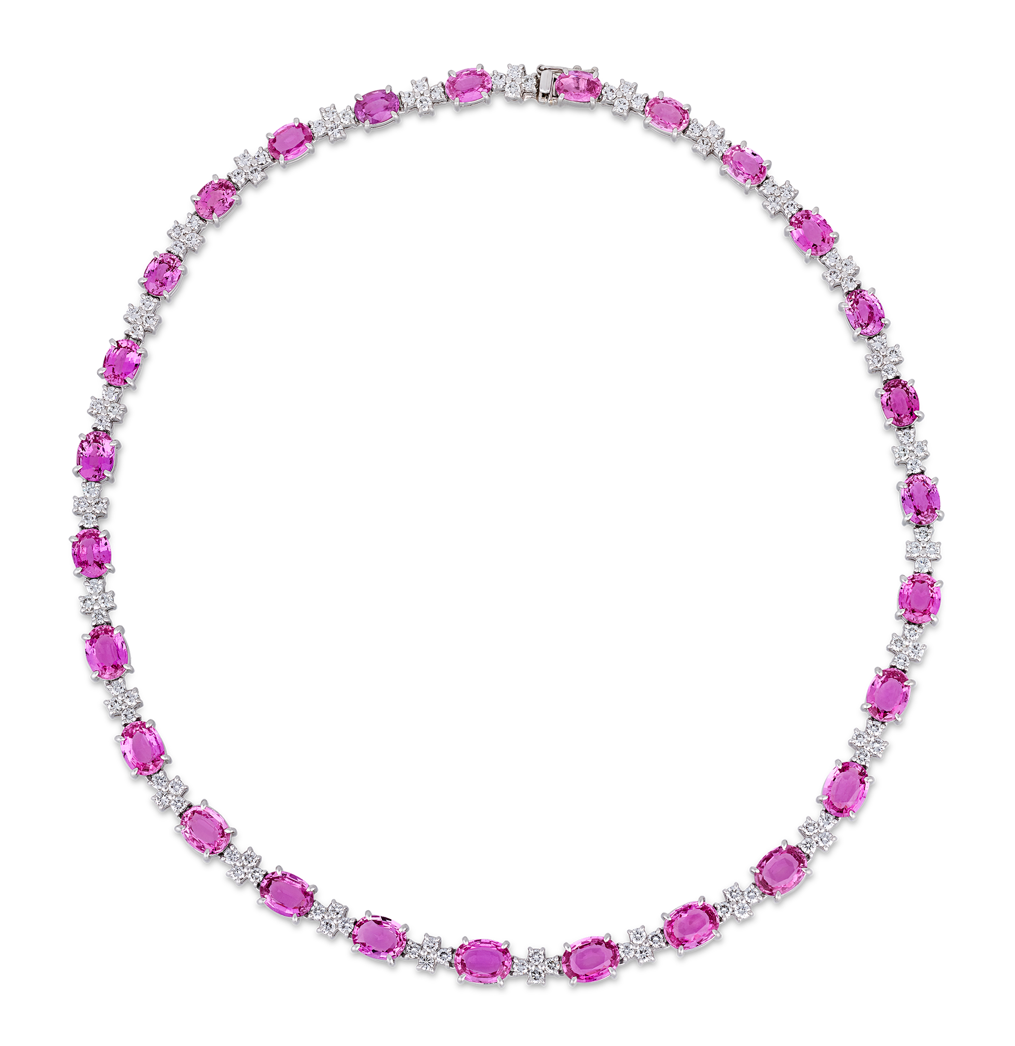 Unheated Pink Sapphire Necklace, 35.60 Carats