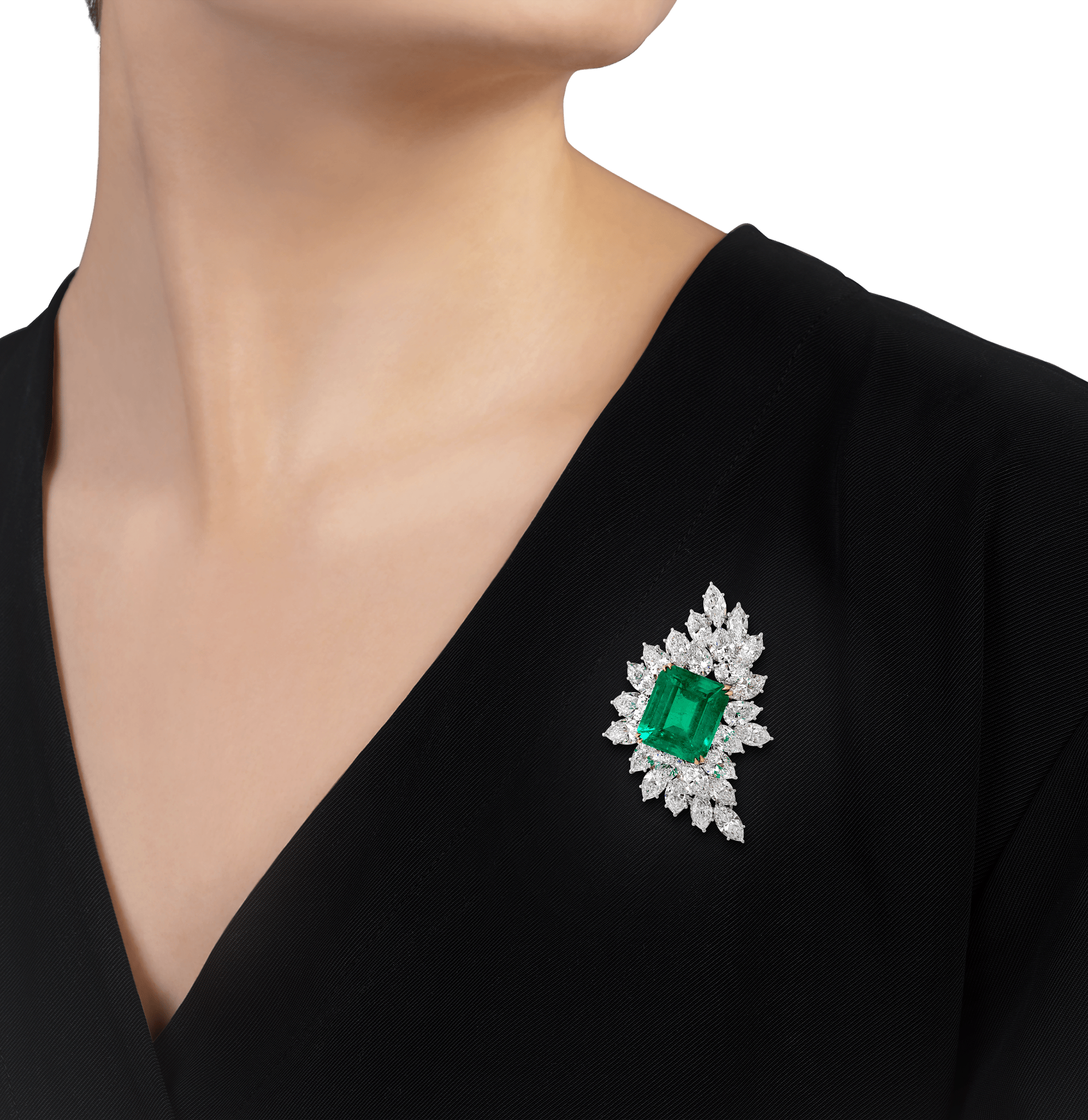 Harry Winston Colombian Emerald Brooch, 20.70 Carats