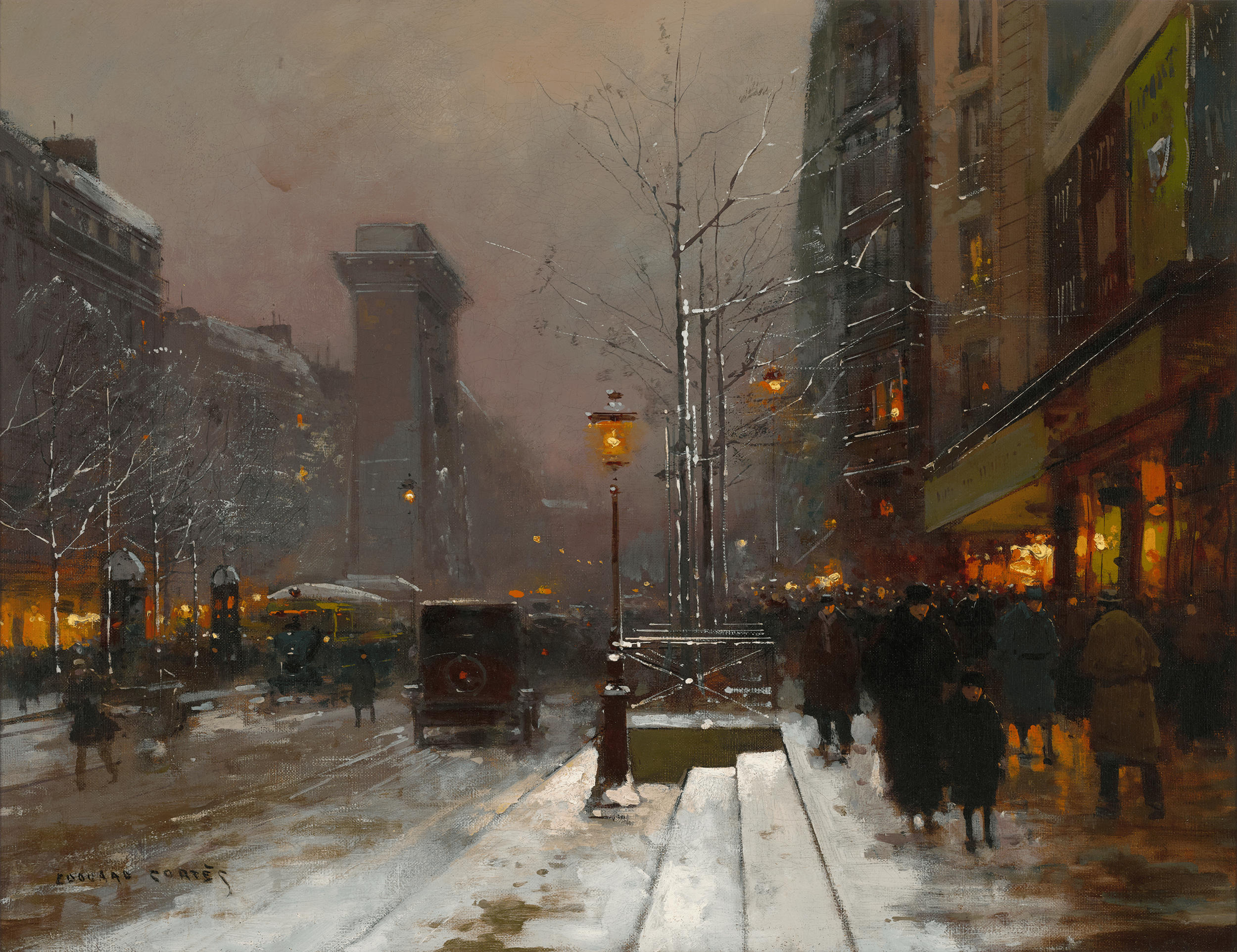 Paris la nuit, Porte Saint Denis by Edouard Léon Cortès
