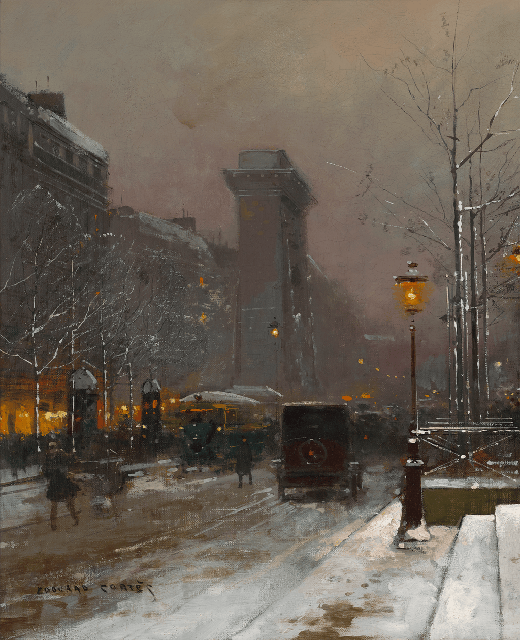 Paris la nuit, Porte Saint Denis by Edouard Léon Cortès