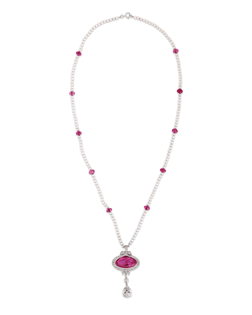 Ross Pennell Art Deco Untreated Burma Ruby Necklace, 6.30 Carats