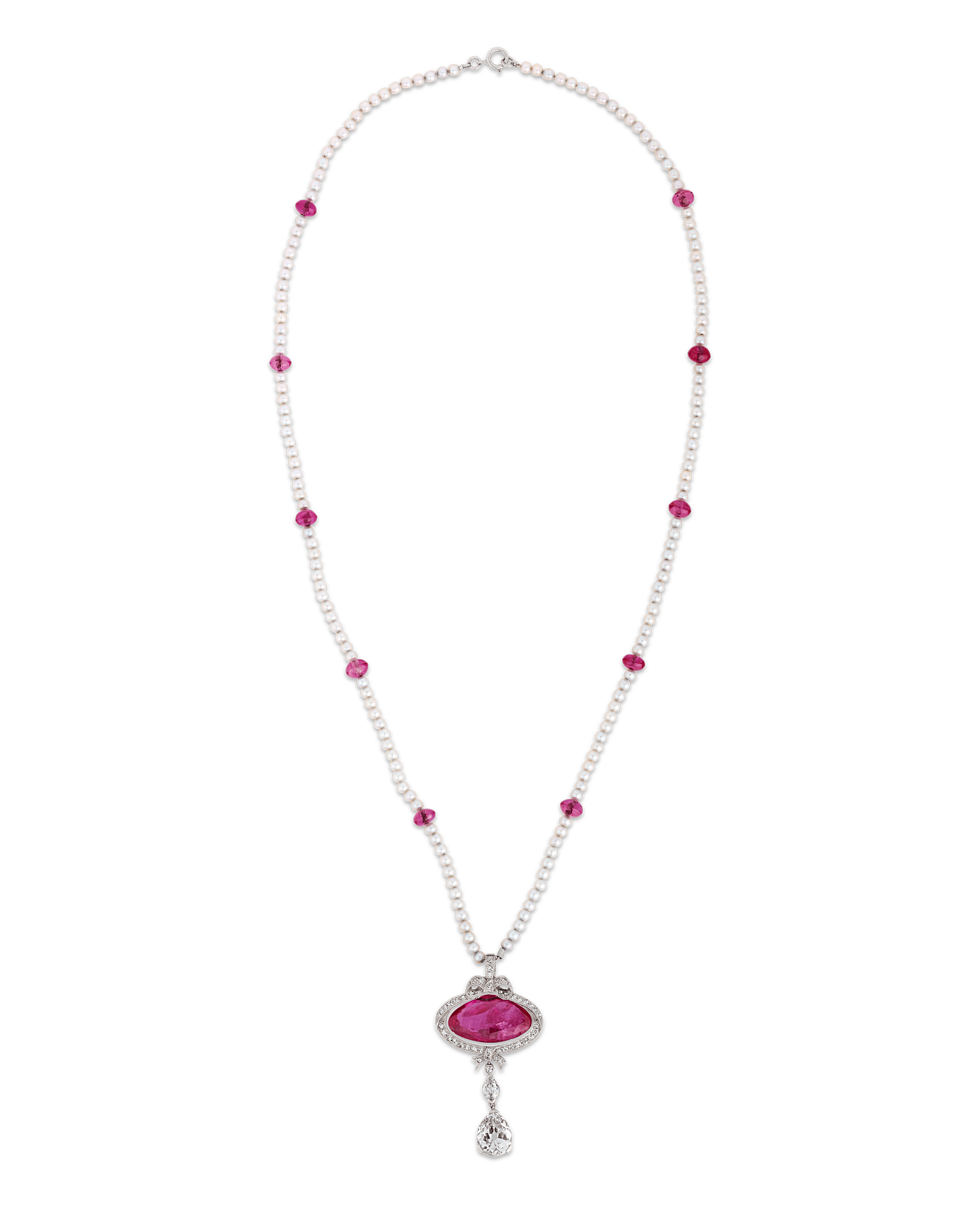 Ross Pennell Art Deco Untreated Burma Ruby Necklace, 6.30 Carats